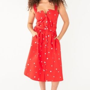 Ban.do button up skirt and tank set. Size Large. Red with white daisies